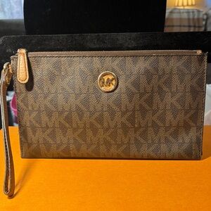 Michael Kors Tan Logo Wristlet